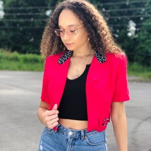 Vintage Cropped Open Blazer